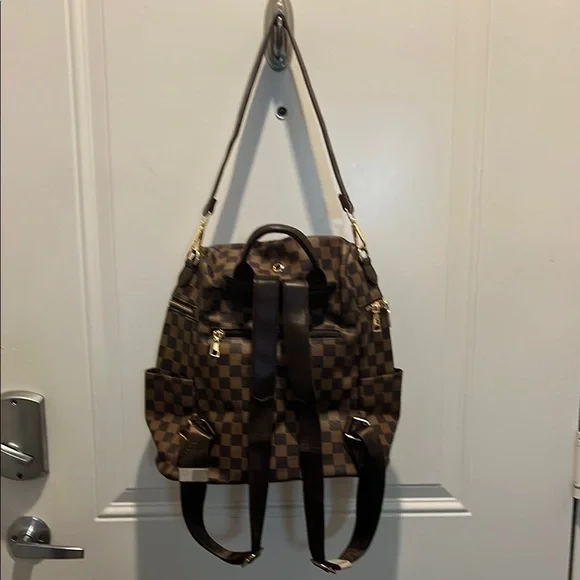 Checkered Brown Backpack - Picture 7 of 14